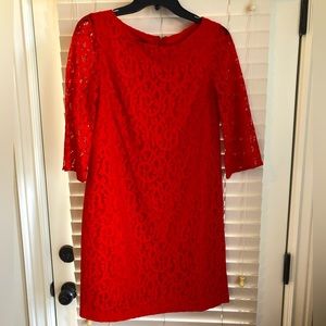 Red lace design dress